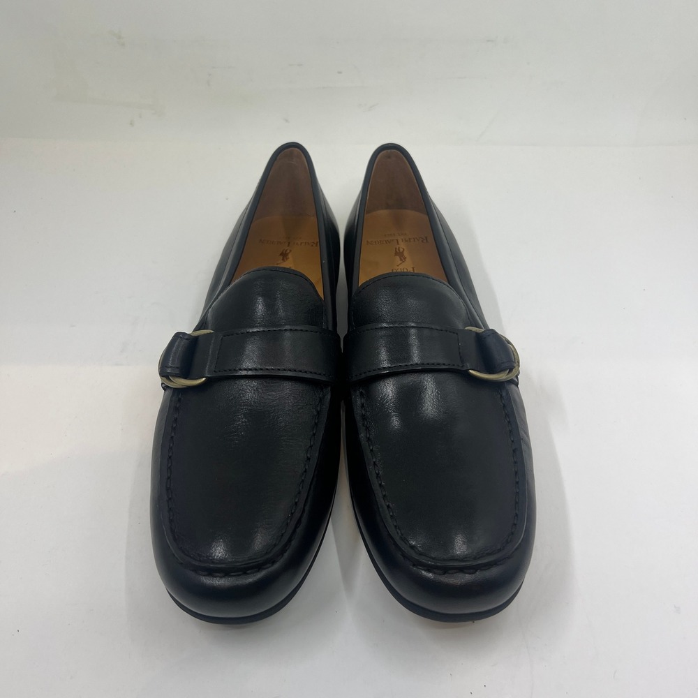 Polo Ralph Lauren Allon Loafers Men's 11D Black Tumbled Leather D-Ring Buckle - Picture 2 of 9